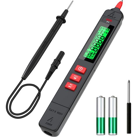 Z1 Kit Testeur de Tension Sans Contact Unipolaire Multimètre Automatique avec Pinces Crocodiles, Pointes d’extension, Câble de Test 2m, Testeur de Tension Ohm Continuité Phase Capacité Diode (1/5)