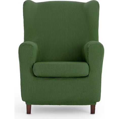 Housse de Fauteuil à Oreilles Universelle et Polyvalente - Housse de Fauteuil de Couleur Verte protectrice Facile à Placer pour Le Dossier, l'assise et Les Bras, Vert (1/5)