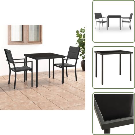 The Living Store Juego de comedor para jardín 3 piezas acero - Comedor de jardín