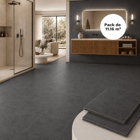 Piastrelle SPC a incastro per pavimento e parete, 11,16 m², effetto pietra nera - 305 x 610 mm, spessore usura 0,5 mm (1/4)