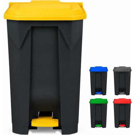 Poubelle à pédale Olaf – Jaune – 100 L (1/5)