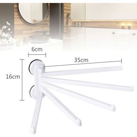 Vente chaude-Porte-Serviettes Rotatif Murale avec 5 Bras Orientables de 35 cm - pour Cuisine, Garde-Robe et Salle de Bain,,1 pièce,Blanc,de (1/3)