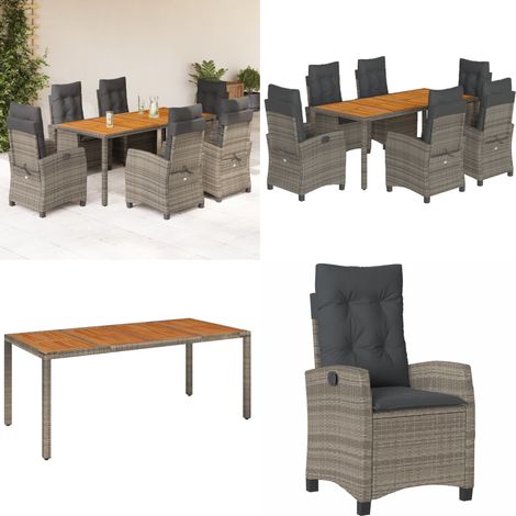 Ensemble à manger de jardin et coussins 7 pcs gris rotin - Chaise de jardin - Table de jardin (1/5)