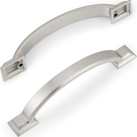 Ensemble de 6 poignées de meubles de cuisine en nickel satiné brossé, alésage central de 96 mm, convient aux portes et tiroirs de commodes. (1/5)