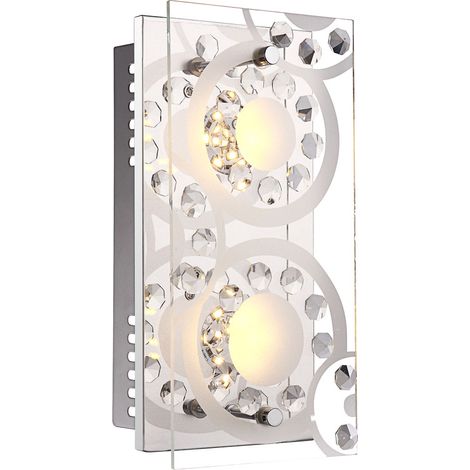 Applique in cristallo LED Applique moderna in vetro satinato, 2x 4W 2x 320 lm bianco caldo, LxW 24x12 cm