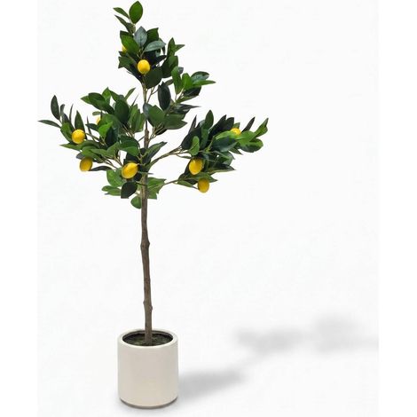 HOMESCAPES Luxury Artificial Lemon Tree, 120cm (1/4)