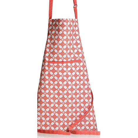 Tablier de cuisine enduit et recyclé, coloris rouge et marron, dimensions 72 x 85 cm - PANGIVO (1/3)