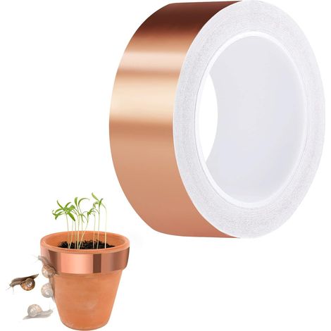 Ruban adhésif en cuivre anti-limaces, 50 mm × 20 m, pour carrés potagers, balcons et protection des plantes, ruban de cuivre pour blindage EMI (1/5)