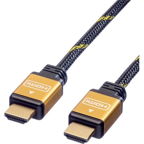Câble de raccordement Roline HDMI Fiche mâle HDMI-A 5.00 m noir, or 11.04.5565 blindage double, contacts dorés Câble HDMI S347852 (1/4)