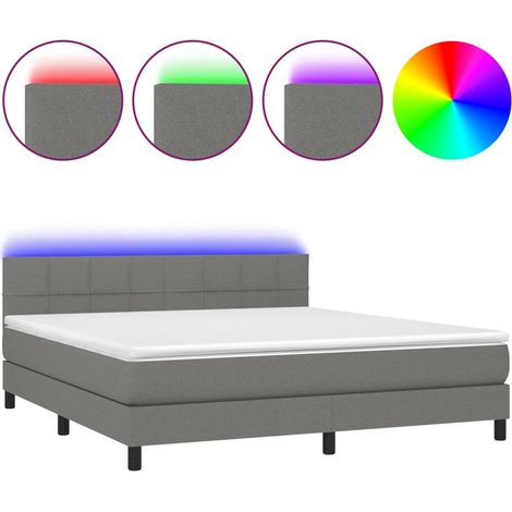 Maison Exclusive - Cama box spring colchón y luces LED tela gris