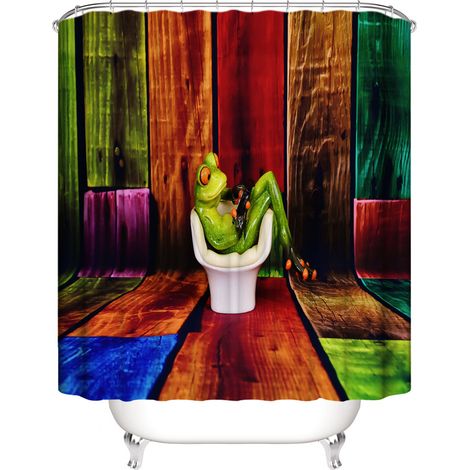 Duschvorhang mit Tiermotiven, 150 x 180 cm (Farbe), Frosch-Duschvorhang