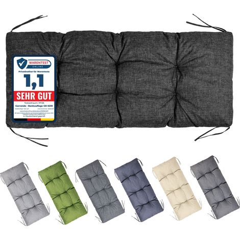 Garronda Coussin Exterieur Impermeable 120x50 cm pour Banc de Jardin Canapé Extérieur et Balancelle Coussins d'Assise Résistant UV pour Terrasse Balcon et Intérieur avec Cordons GD-0219 Noir
