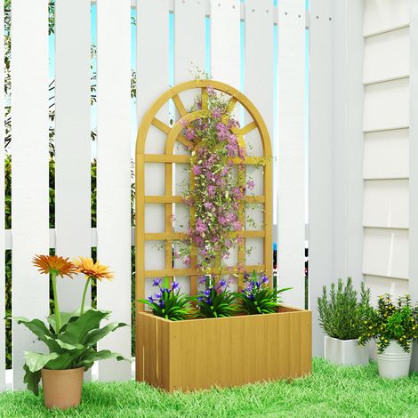 Naturel 60x30x120 cm - Pot doté de treillis en bois avec drainage pour cultures Légumes Fleurs Herbes