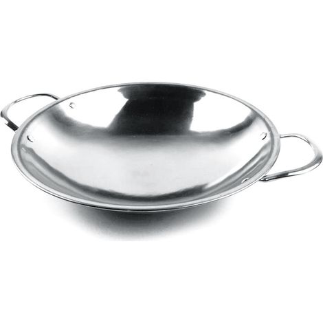 Poêle à alcool en acier inoxydable, Pot sec à Double poignée, fond rond, pour Restaurant et hôtel, 26cm (1/5)