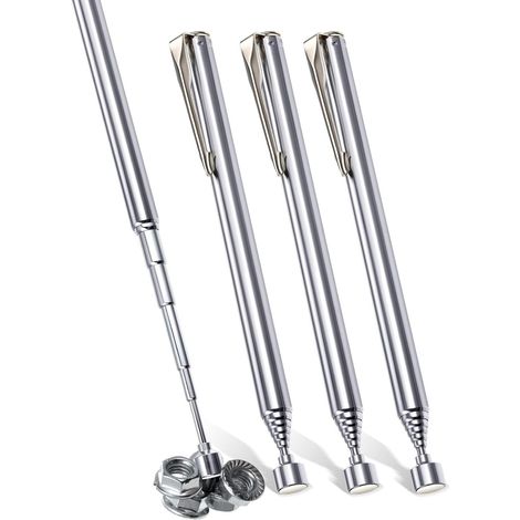 Lot de 4 tiges magnétiques télescopiques avec clip, aimant 25 pouces, outil de récupération, cadeau pour mécanicien (1/5)