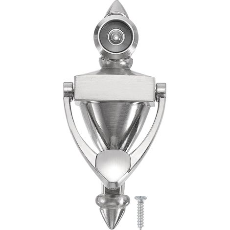 Door Knocker 9/16" with Peephole, 1pcs 180 Degree Peephole Door Construction Die-Cast with Peephole Fits Door Holes 1-3/8 Inch 2-3/8 Inch for Home, Chrome (1/5)
