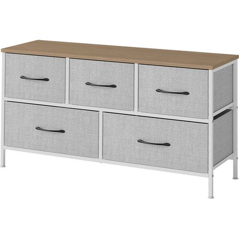 Levede Fabric Chest of Drawers 5 Drawer Dresser Bedside Storage Organizer Unit