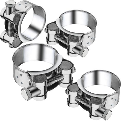 Collier De Serrage À Vis - 52-55 mm - Acier Inoxydable 304 - Largeur 22 mm - Pour Tube D'échappement Et Tuyau - 3 Pièces (1/5)