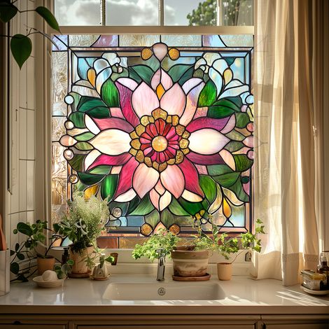 Film de confidentialité coloré pour vitres, 50×50cm, pour la décoration de fenêtres en verre, film à adsorption électrostatique. (1/5)
