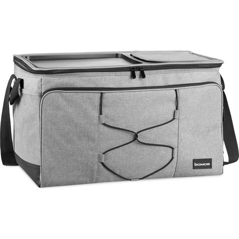 Sac isotherme pliable 52L – Poche extérieure et 3 compartiments – Hydrofuge et pliable – Pour boissons chaudes et froides – Bomoe