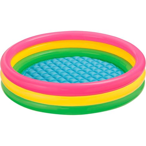 Piscine gonflable portable ronde à 3 anneaux avec jeux d'eau pour patauger et balles Jeu d'eau intérieur et extérieur (1/5)