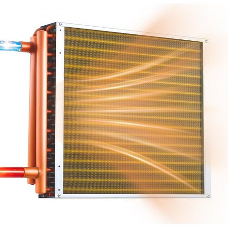 Serpentín de Intercambio de Calor de 457 x 457 mm, Capacidad 120000 BTU/h, Intercambiador de Calor Aire-Agua con Tubos de Cobre y Aletas de Aluminio para HVAC, Calefacción, Hornos, Refrigeración (1/5)
