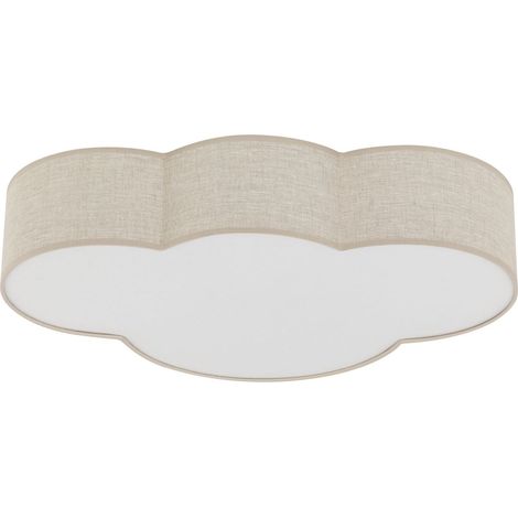 Plafonnier chambre d'enfant tissu métal E27 blanc beige 4 lampes (1/5)