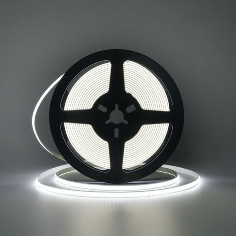 BelleRise - Bande LED COB 6000K, kit de bande LED à intensité variable, ruban LED 5V ultra-lumineux CRI90+, 5M 320 LED, lumière blanche (W 8mm) (1/5)