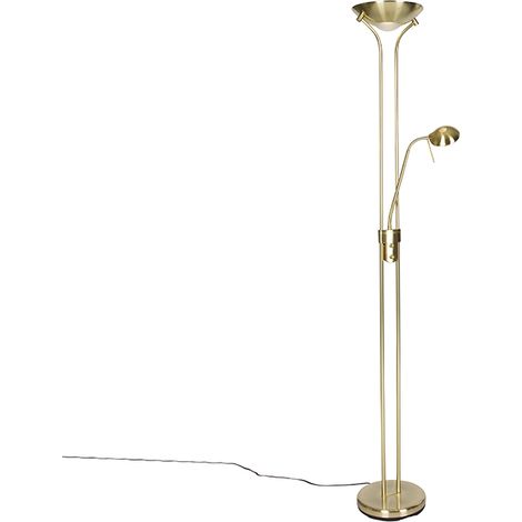 Moderne Stehleuchte Messing mit Leselampe inkl. LED dim to warm - Diva (1/5)