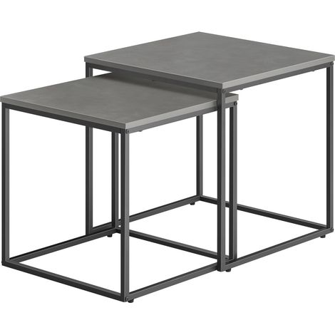 Table basse carrée, 2 pièces - pieds en béton noir (1/5)
