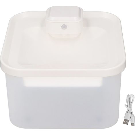 Distributeur d'eau sans fil pour animaux de compagnie, capteur infrarouge, niveau d'eau automatique, transparent, 2 L, blanc (1/5)