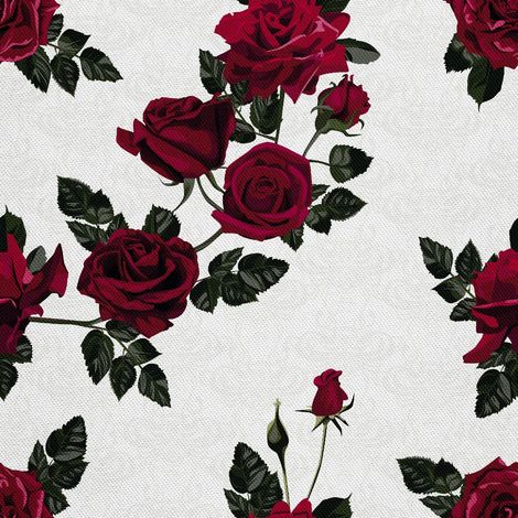 Tissu d'ameublement extérieur Oxford - Motif Roses Rouges 3 (1/5)