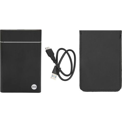 Disque dur externe portable ultra fin 2,5 pouces 250GB USB 3.0 jusqu'à 5Gbps pour PC et ordinateur portable, noir (1/5)