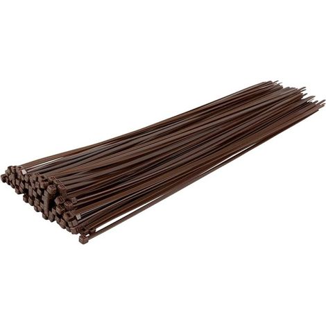 Set di 50 Fascette stringicavo in plastica marrone, nylon, 3,6 x 200 mm  Fascetta marrone per reti da giardino