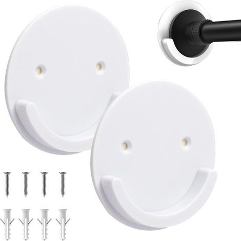 Soporte barra cortina ducha, Soporte autoadhesivo barra cortina pared, adhesivo universal barra cortina ducha, Montaje pared resistente, Blanco (1/5)