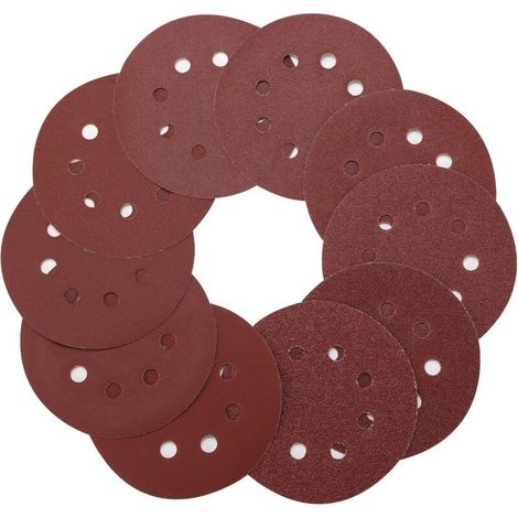 Disque de Ponçage 125mm, 100pcs Disques Abrasifs 40/60/80/100/120/180/240/320/400/800 Grain Taille pour Poncer/Polir/Dérouiller(8 trous) (1/4)