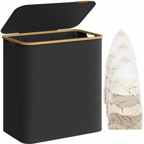 Cesto de ropa negro con tapa, 150 L (1/5)