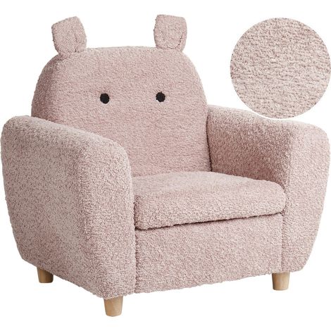 Sedia Boucle imbottita con braccioli per bambini Rosa Maribo