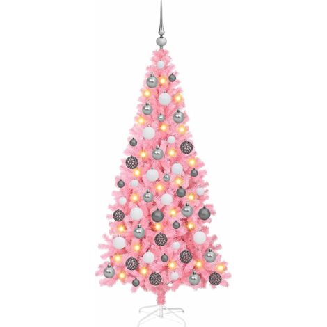 Weihnachtsbaum mit 300 LEDs mit Ständer Rosa 180 cm PVC vidaXL