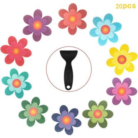 20 pièces autocollants antidérapants pour baignoire, sol de douche avec grattoir de qualité supérieure