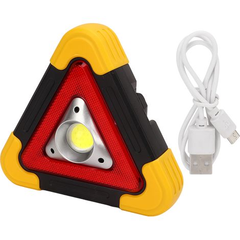 Triangle LED feu de chantier signal danger voiture 185mm 5 modes clignotants lampe urgence portable main sécurité route dépanneuse (1/5)