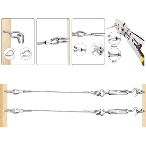 FOREHILL Edelstahl-Hängeseil-Set, 30 m/2 mm beschichtetes Edelstahlseil mit M5-Spannschlössern, 2 mm Drahtseil-Set für Kletterpflanzen, Wäscheleinen, Geländer, Leitplanken (1/5)