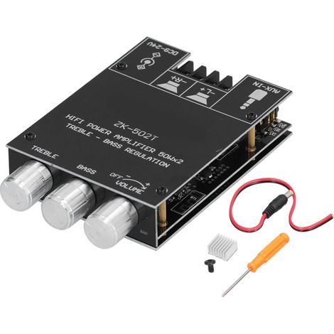 Module de carte amplificateur de puissance Bluetooth stéréo double canal avec contrôle des basses aigus ZK-502T (1/5)