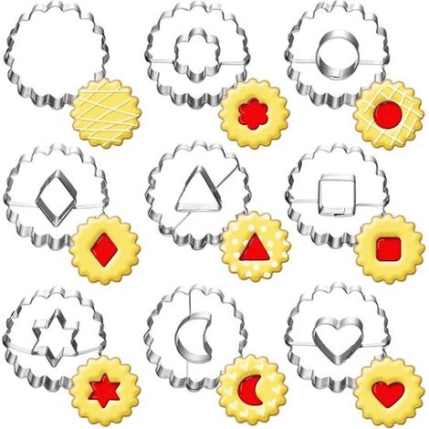 Set di formine per biscotti, formine per biscotti per la preparazione di pane alla frutta per bambini, 9 pezzi, acciaio inossidabile, 4,5 x 4,5 x 2 cm (1/5)