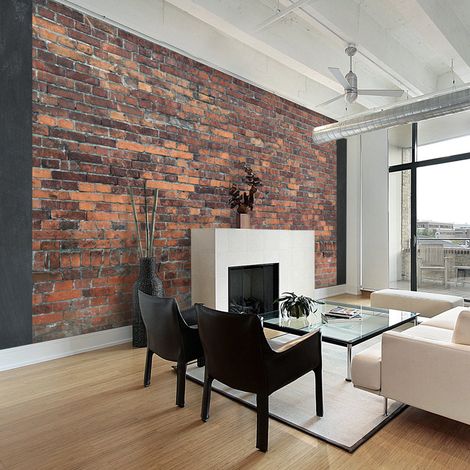 Fotomurale - Vintage Wall (Red Brick) - 400x280