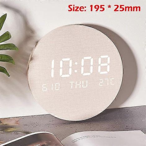 Horloge murale numérique LED ronde à suspendre, idéale pour le salon et la chambre - affichage multifonctionnel avec fonctions température, date, heure et alarme (Modèle 2) (1/5)