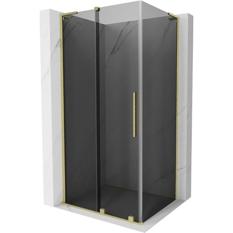 Cabine de douche coulissante Mexen Velar L 90 x 75 cm, graphite, or brossé - 871-090-075-43-55 (1/5)