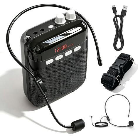 Voice Amplifier, Ultralight Voice Amplifier with Microphone, Rechargeable Power Amplifiers, Portable Wired Microphone Headset for Teachers, Meeting, Trainers, Tourism (1/5)