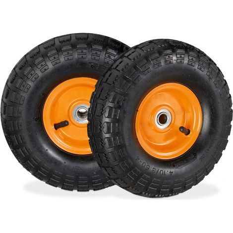 2 roues pour diable 4.1/3.5-4, avec air, axe de 136 mm, jusqu’à 136 kg, jantes acier 260x85 mm, diff. couleurs (1/5)