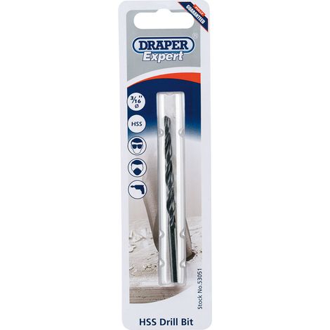 Draper 3/16 Inch High-Speed Steel (HSS) Twist Drill Bit – Imperial Size, Model 53051 (1/5)